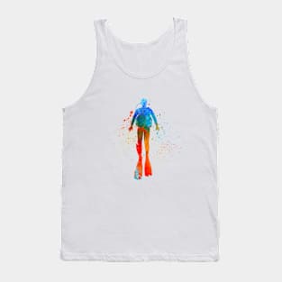 Man scuba diver in watercolor Tank Top